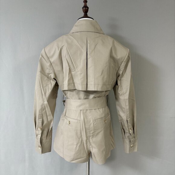 Helsa Women's Twill Cropped Trench Coat - Picture 10 of 16